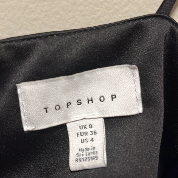 Topshop Black Satin Faux Wrap Spaghetti Strap Top - Picture 3 of 5